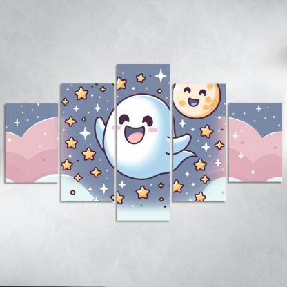 Giggly Ghost 5 Piece HD Canvas Wall Art-Original Frame
