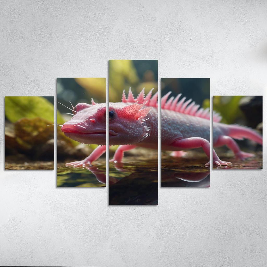 The Luminous Axolotl Underwater Marvel Of Regeneration Modern Paintings Frame