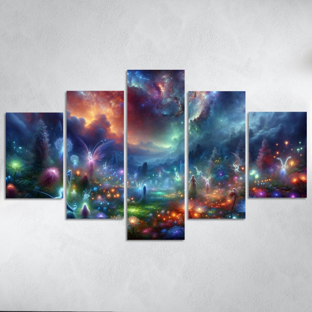 The Nebula Gardens 5 Piece HD Canvas Wall Art-Original Frame