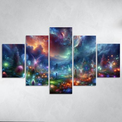 The Nebula Gardens 5 Piece HD Canvas Wall Art-Original Frame