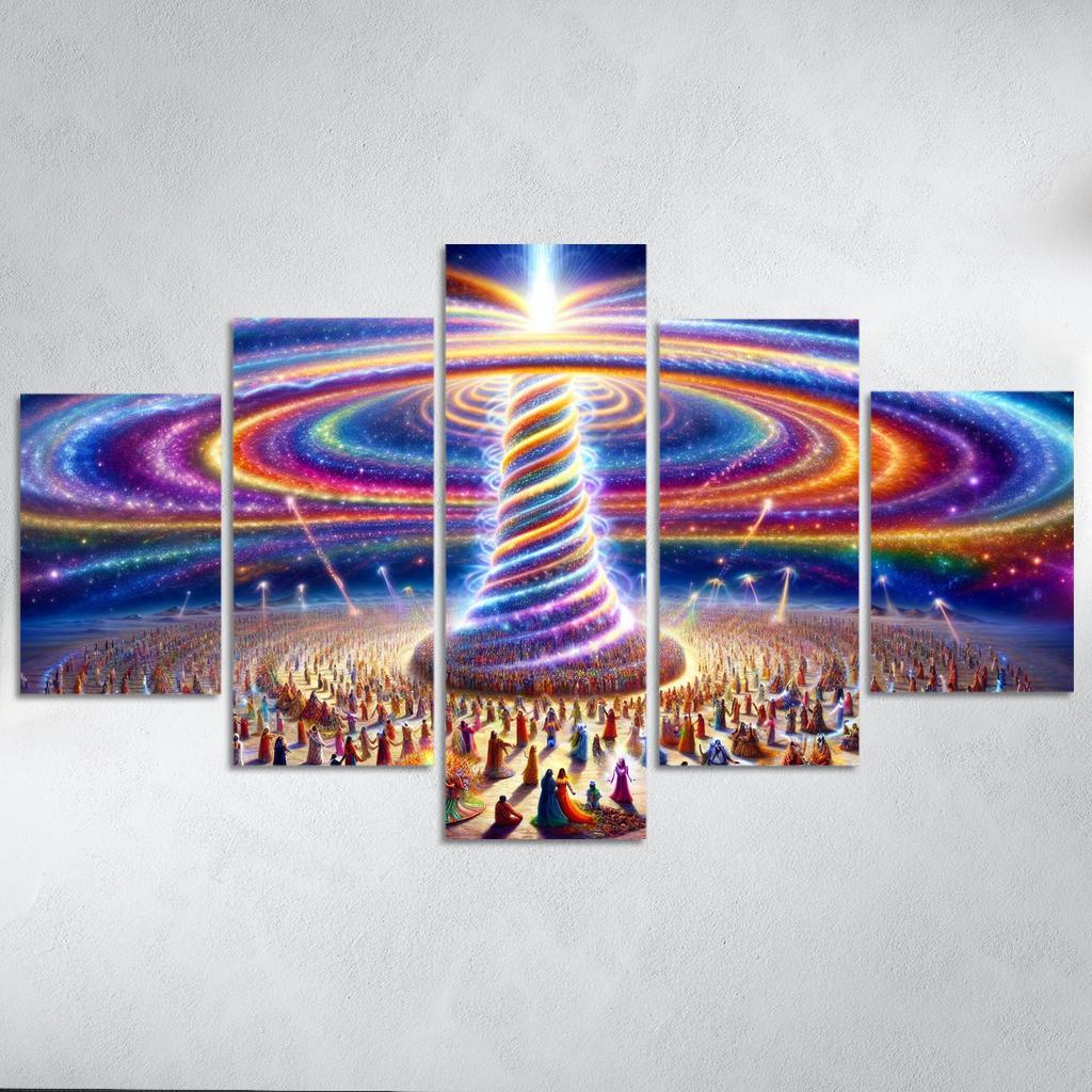 The Aetheric Spiral 5 Piece HD Canvas Wall Art-Original Frame