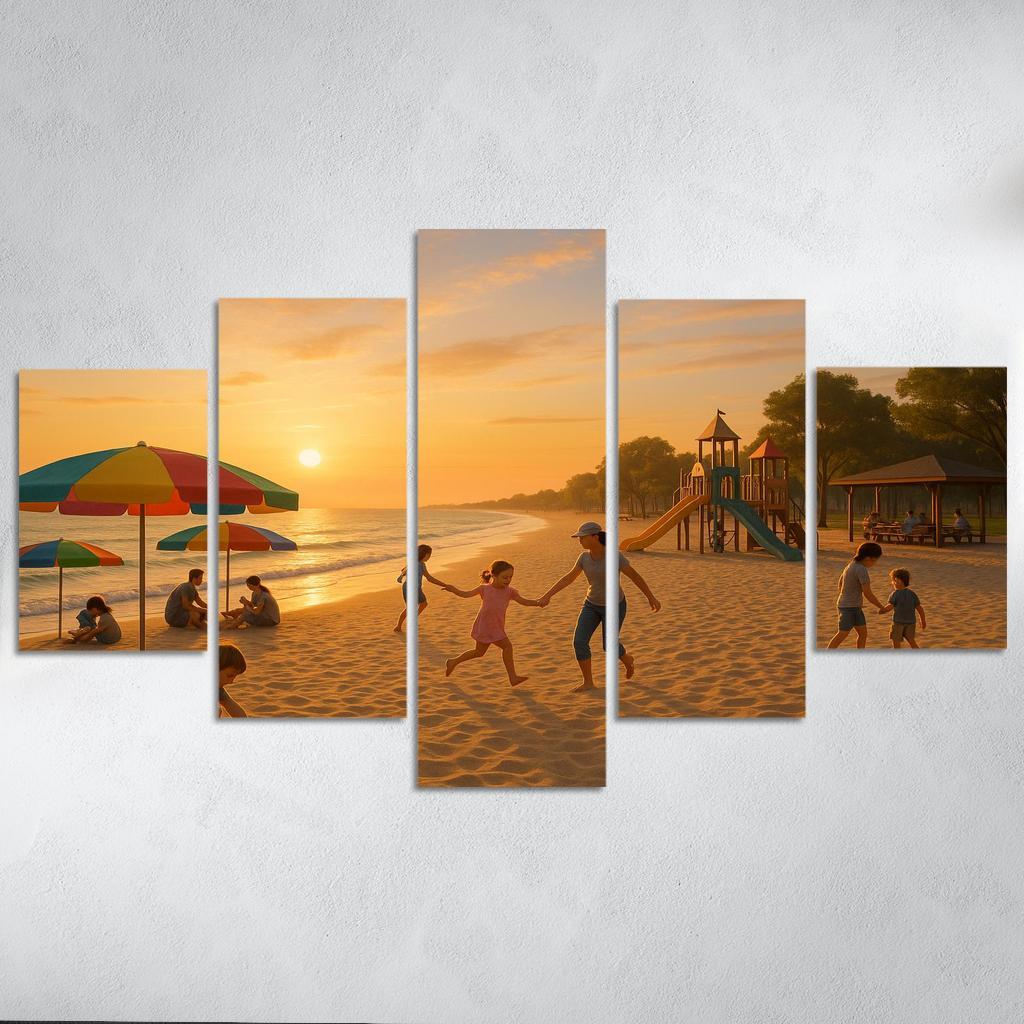 Sunrise Beach Calm And Family Friendly Custom Paintings Frame