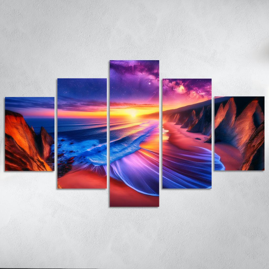 Sunset Palisade Beach Modern Paintings Frame