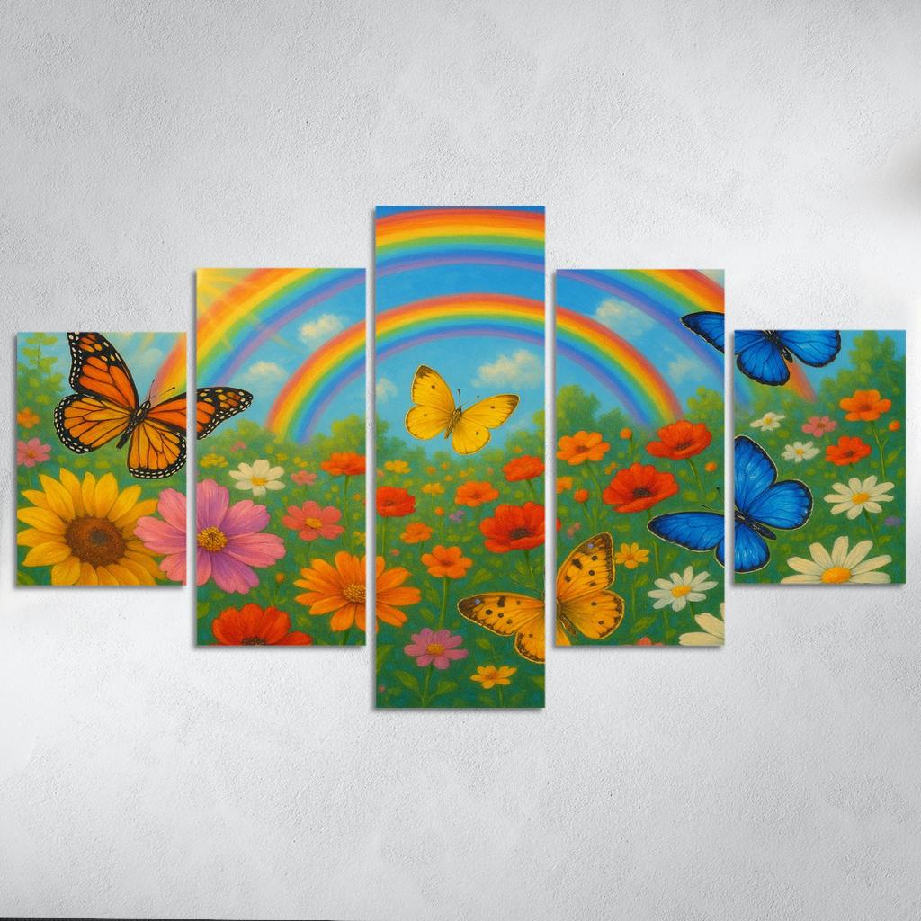 Rainbow Garden - Magical Nature Scene Framed Paintings