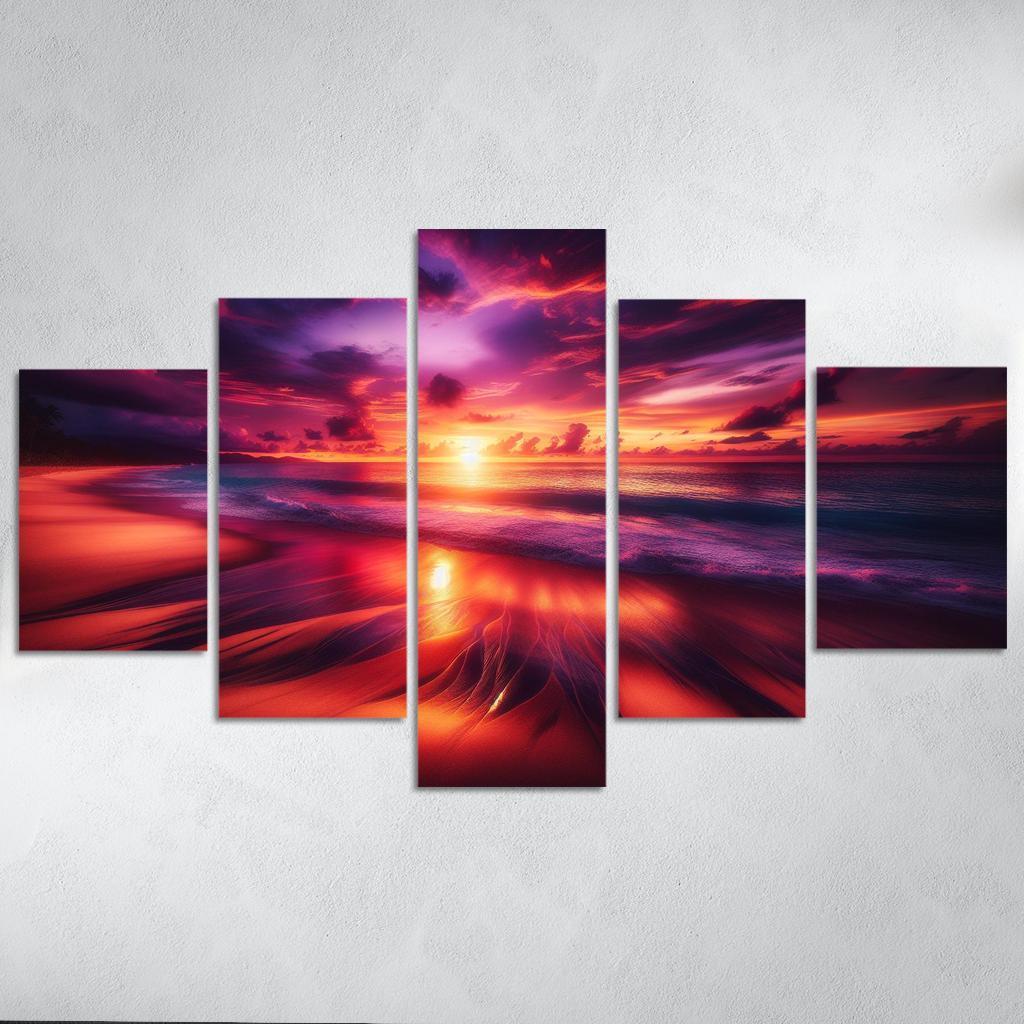 Sunset Viewpoint Beach Modern Paintings Frame