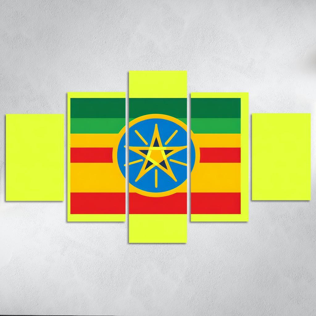 A Heritage of Color The Flag of Ethiopia 5 Piece HD Canvas Wall Art-Original Frame
