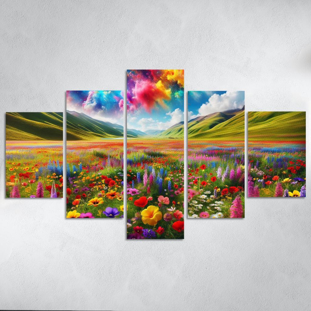 The Vibrant Blooms Of Rainbow Meadow Custom Paintings Frame