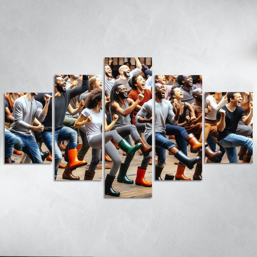 Gumboot Dance The Rhythmic Voice Of South Africa Modern Paintings Frame