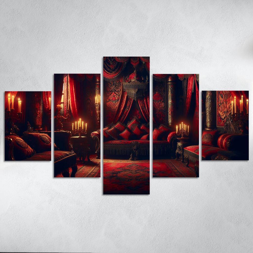 Dark Enchantment Chamber An Ominous Retreat 5 Piece HD Canvas Wall Art-Original Frame