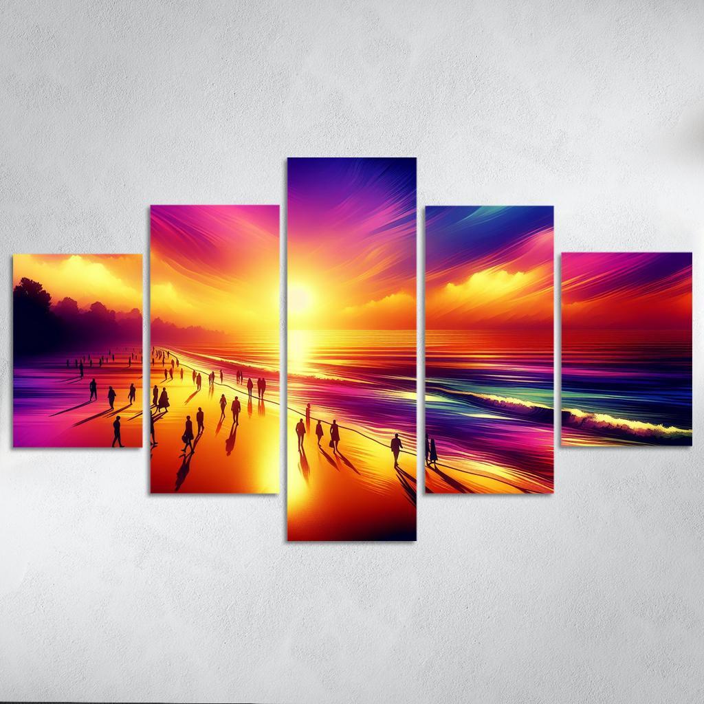 Shimmering Sands Sunset Beachwalks Abstract Paintings Frame