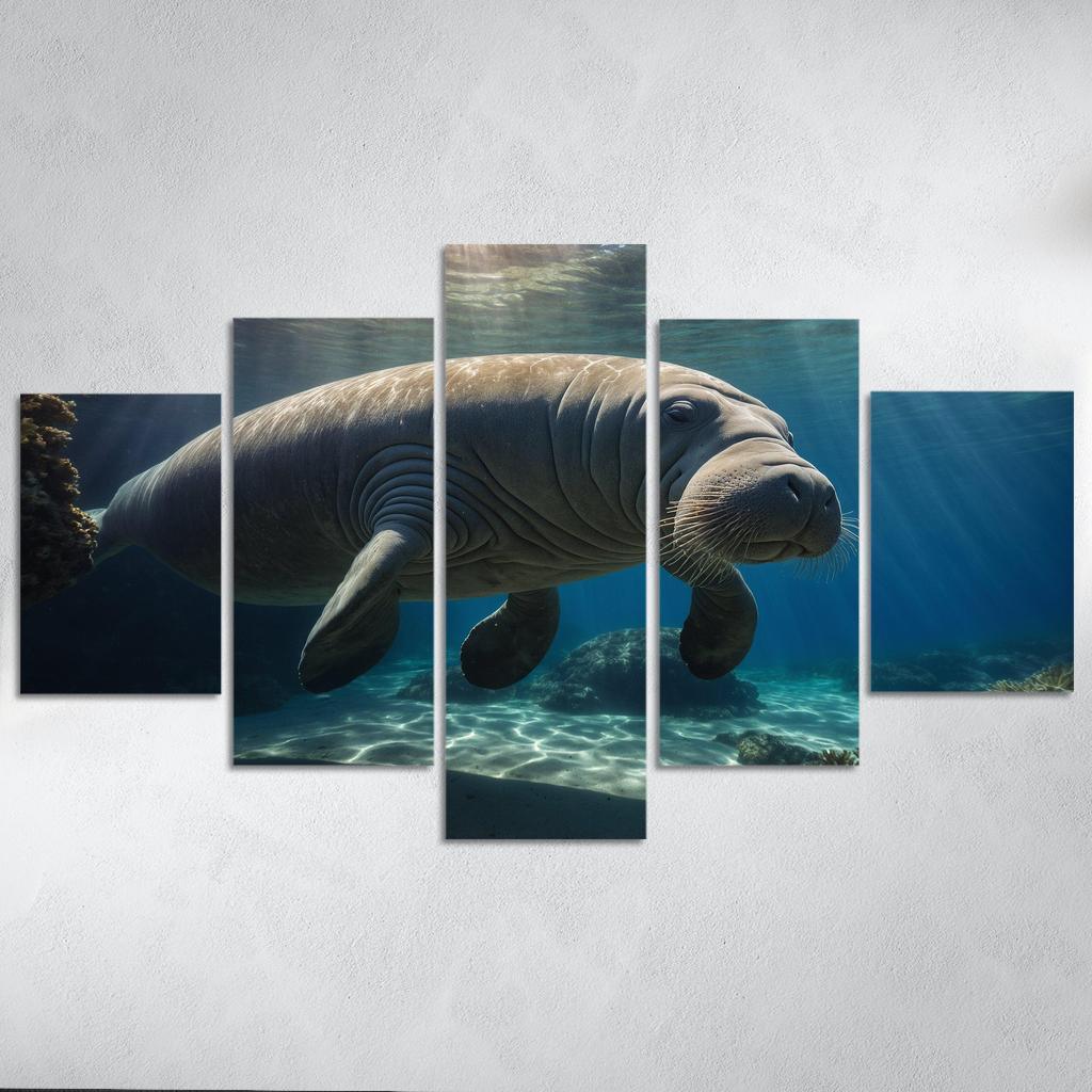 The Graceful Manatee Gentle Sea Cow Canvas Paintings Frame
