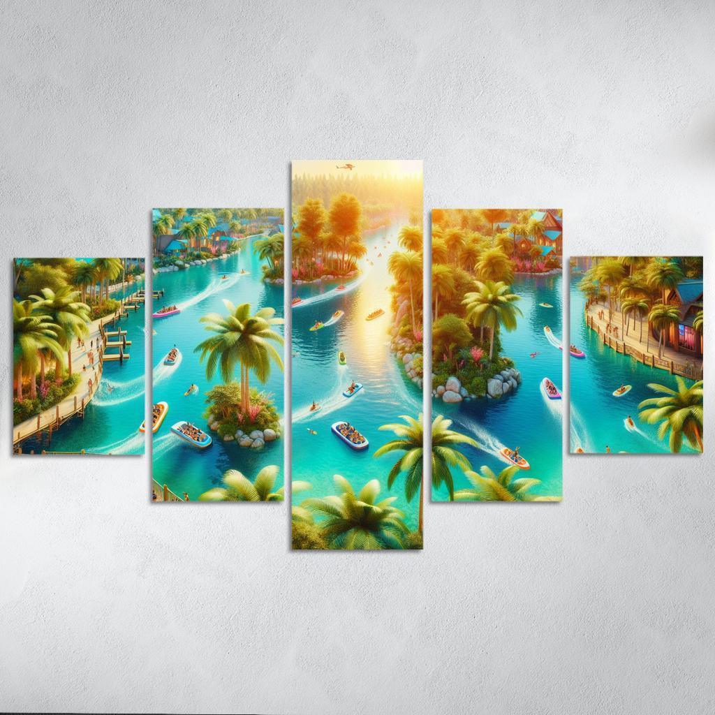 Adventure Lagoon Watersports Paradise Canvas Paintings Frame
