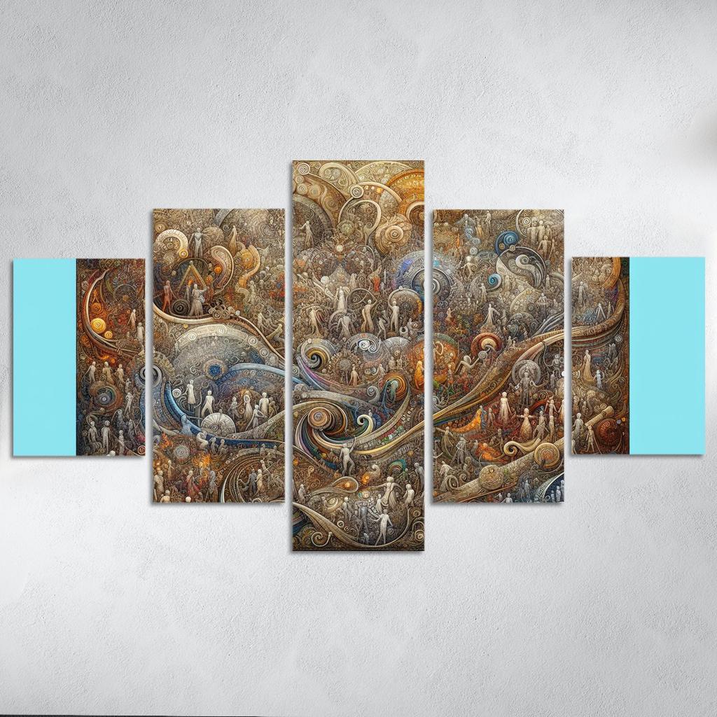 Interwoven Stories of Existence 5 Piece HD Canvas Wall Art-Original Frame