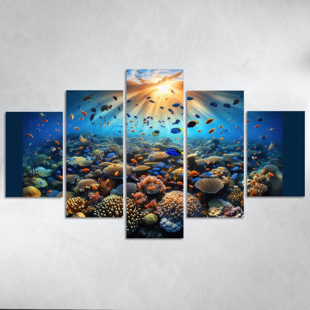Sunset Reef Snorkel Under Vibrant Colors Custom Paintings Frame