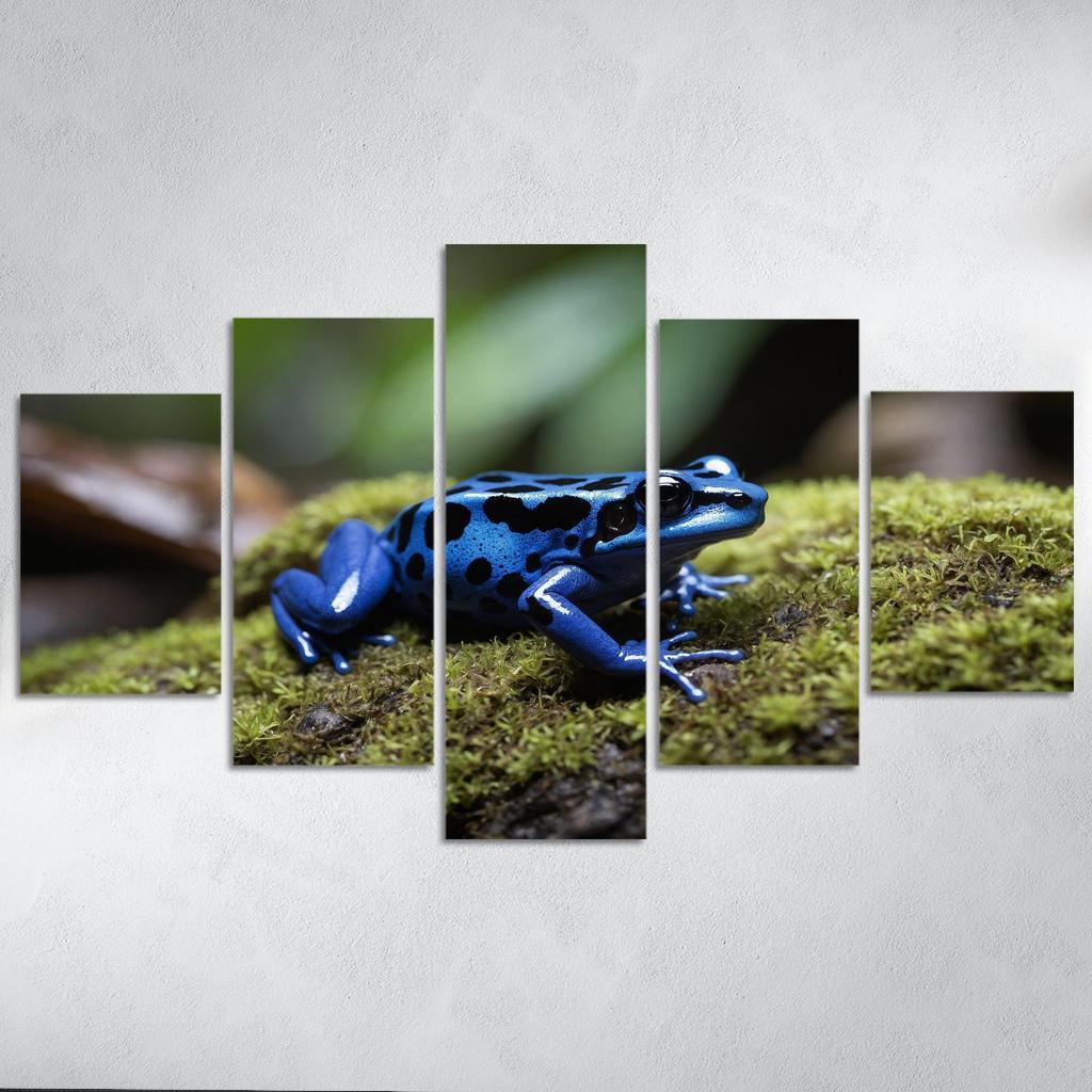The Rare Blue Poison Dart Frog In A Tropical Rainforest Framed Paintings