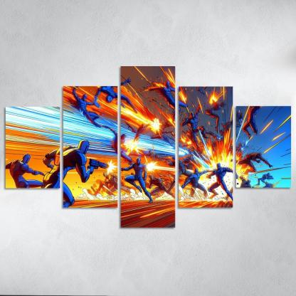 Dragon Ball Z Energy 5 Piece HD Canvas Wall Art-Original Frame