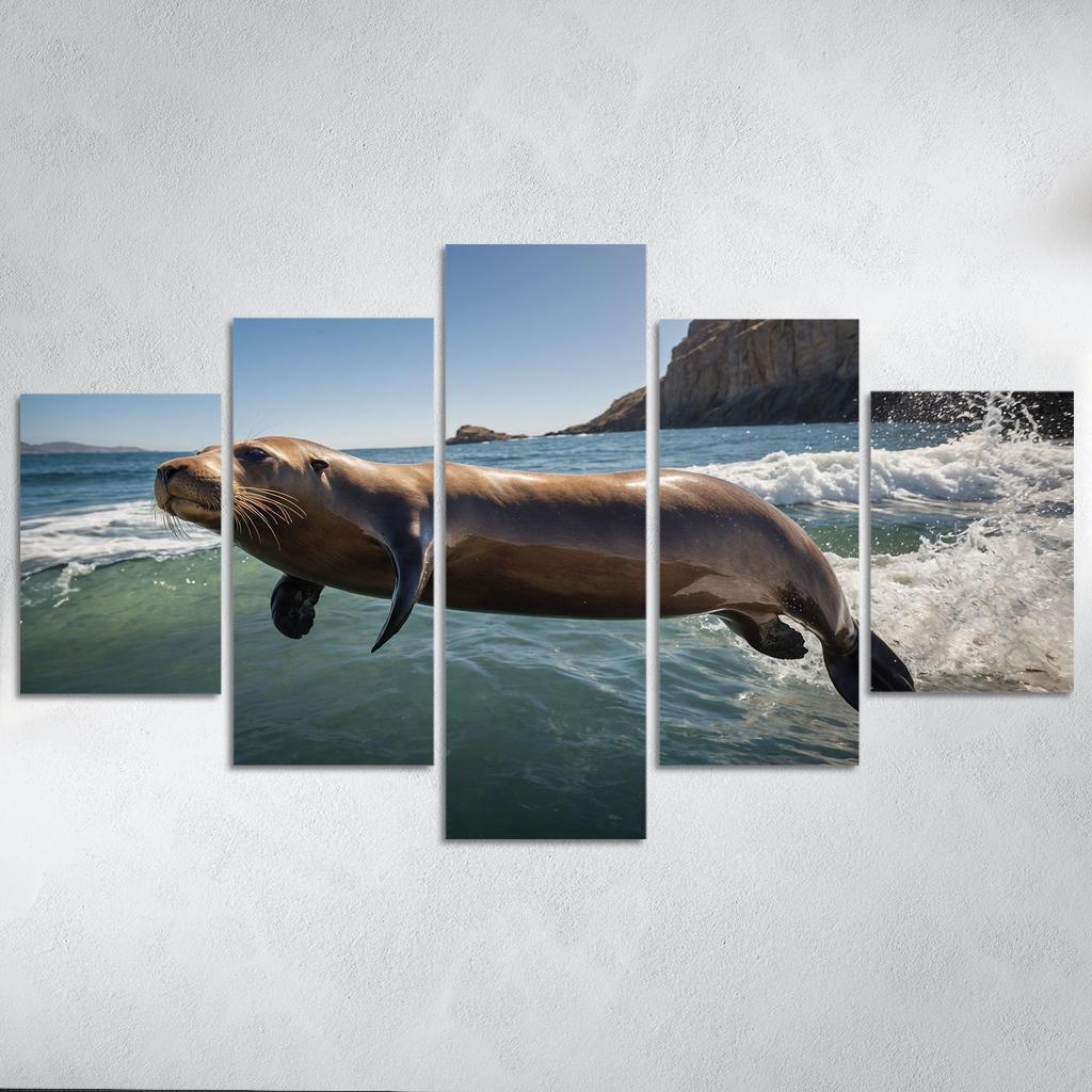 The Playful Sea Lion Charismatic Acrobats Of The Coast Modern Paintings Frame