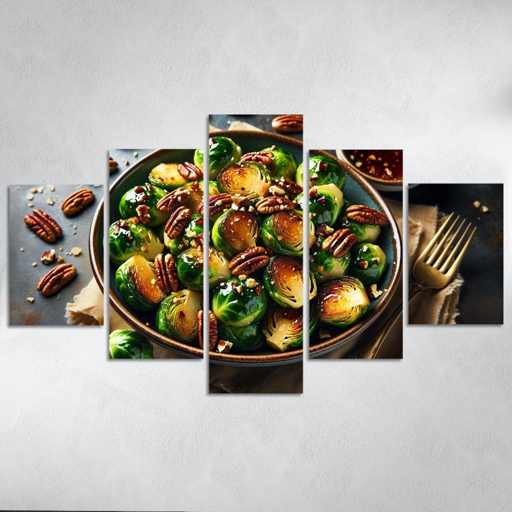 Cinnamon Maple Roasted Brussels Sprouts 5 Piece HD Canvas Wall Art-Original Frame