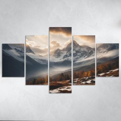 The Serene Echo Of Misty Mountains Oil Paintings Frame
