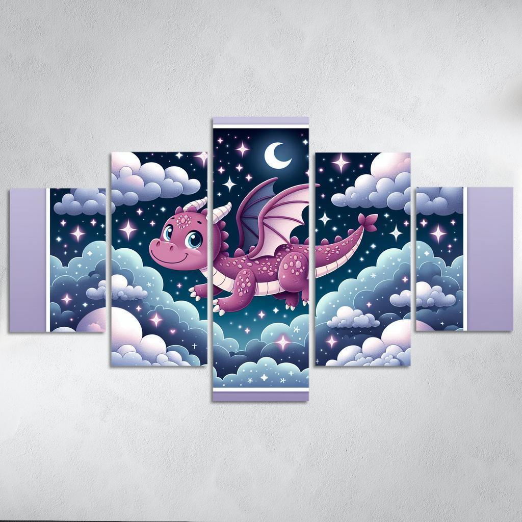 Dreamy Dragon 5 Piece HD Canvas Wall Art-Original Frame