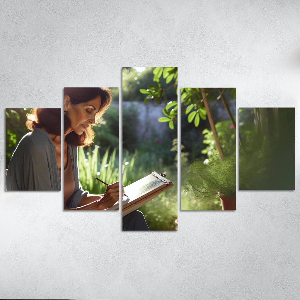 Nature Sketching Capturing the World Around You 5 Piece HD Canvas Wall Art-Original Frame