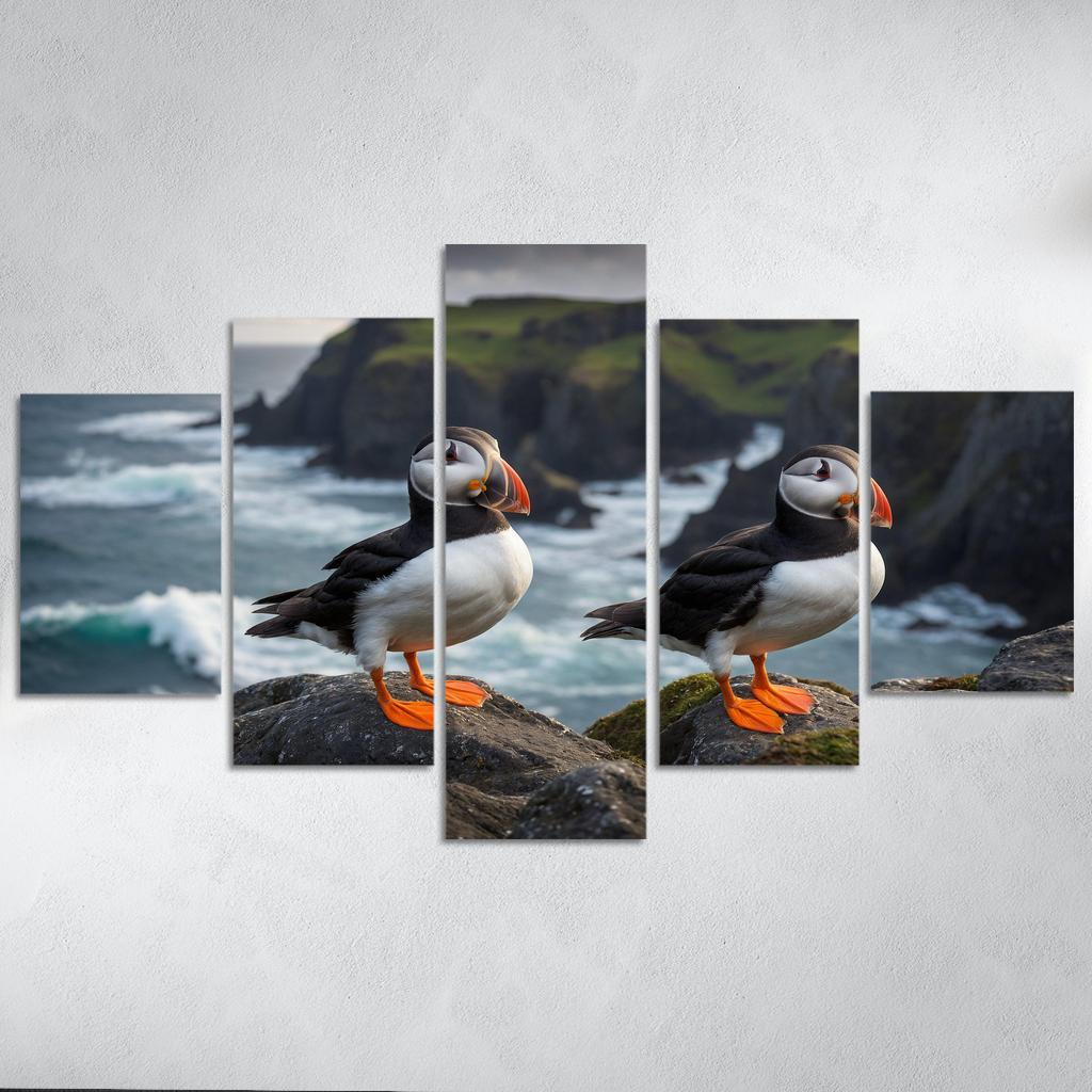 The Colorful Puffin Clown Of The Sea Modern Paintings Frame