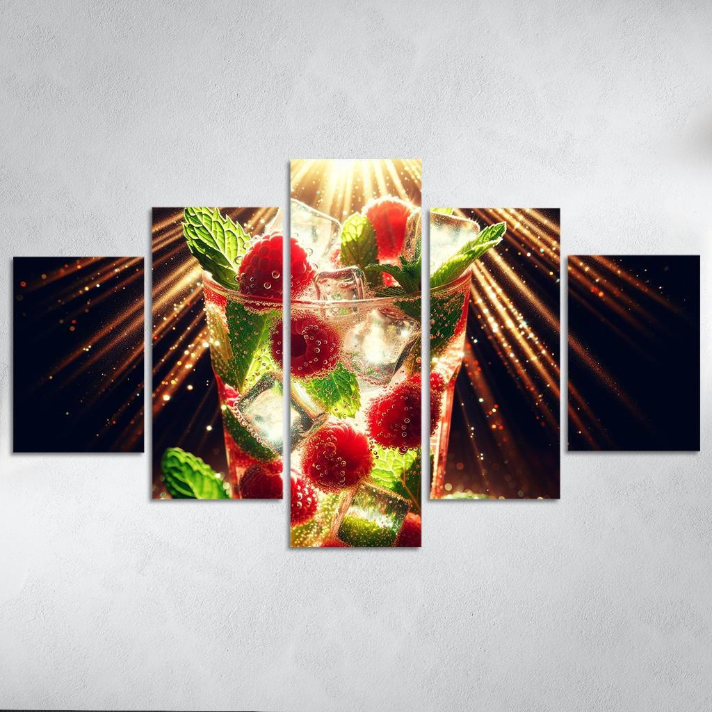Raspberry Mint Sparkler 5 Piece HD Canvas Wall Art-Original Frame