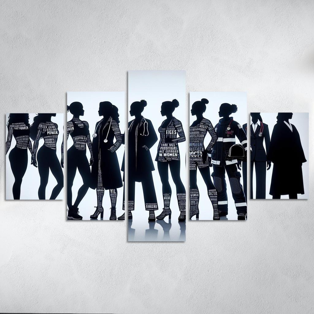 Voices of Change Empowering Women through Art 5 Piece HD Canvas Wall Art-Original Frame