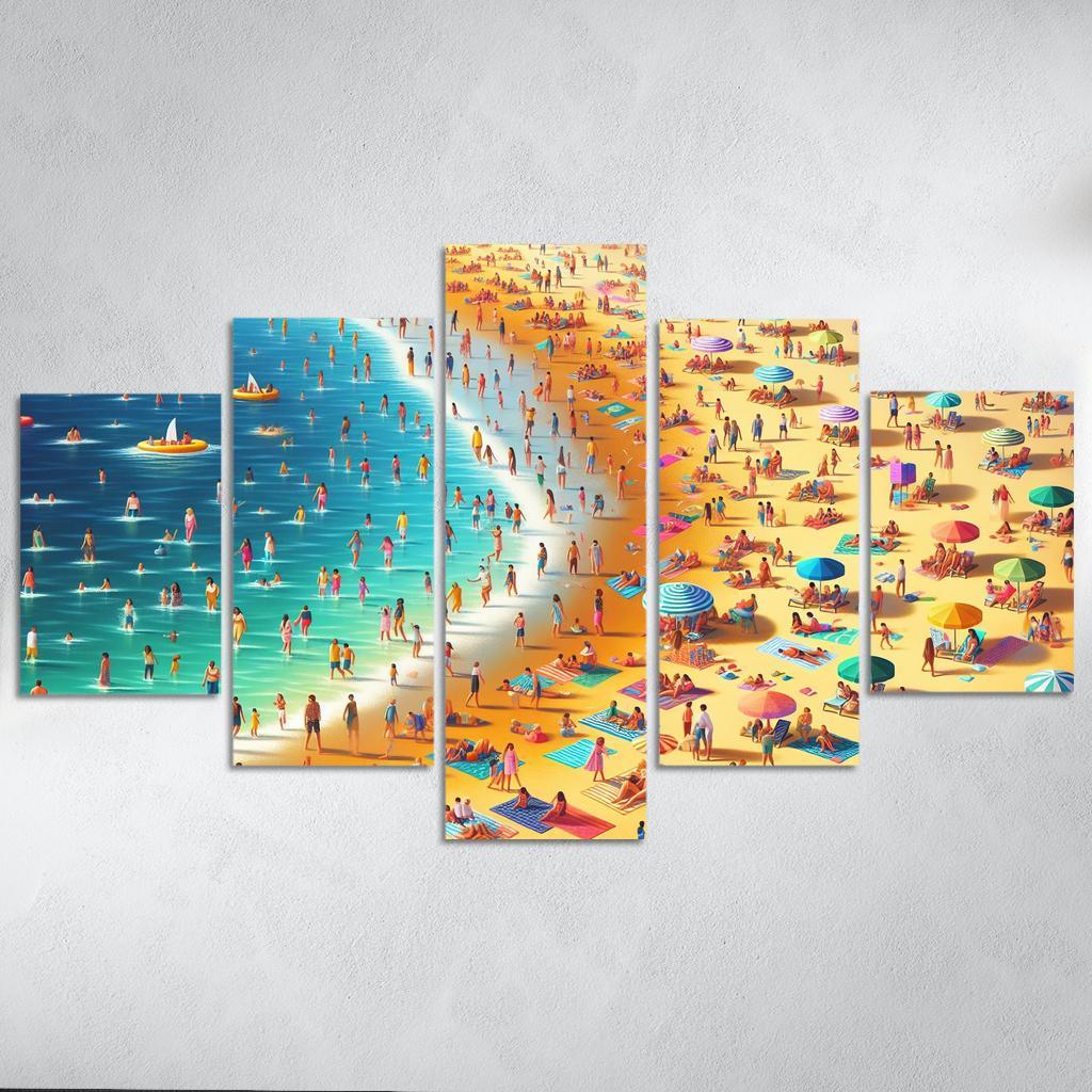 Sunny Shores Golden Beach Haven Abstract Paintings Frame