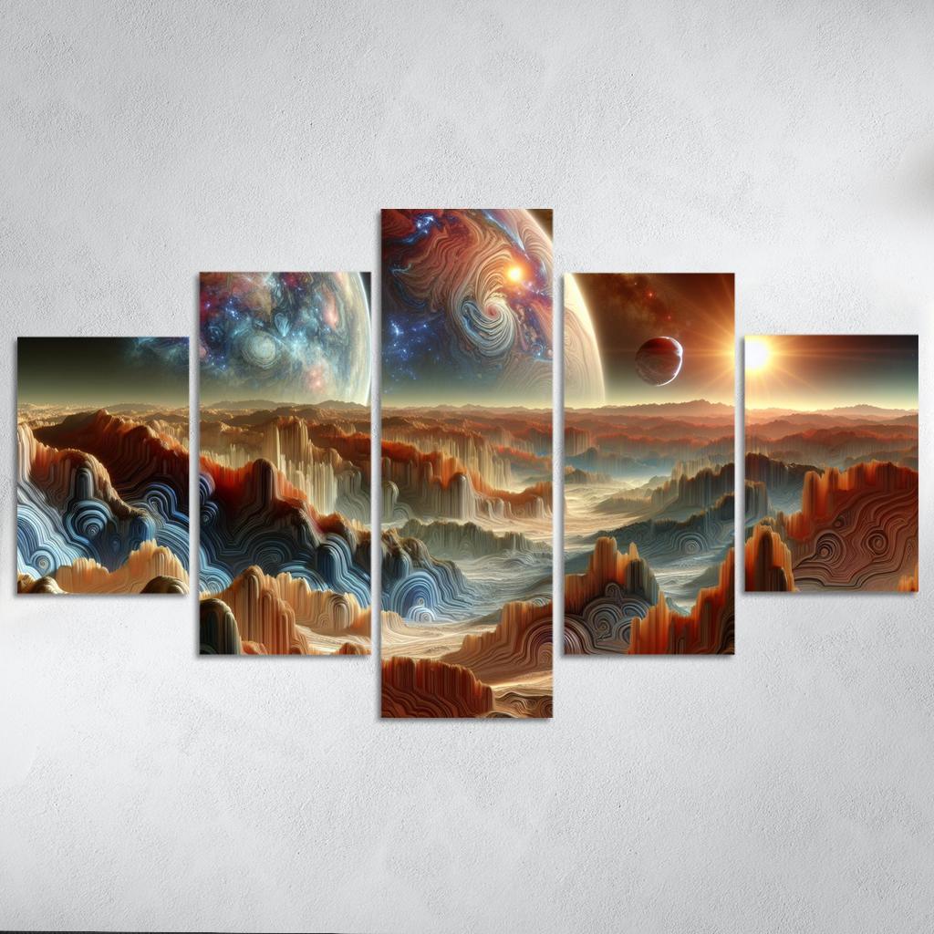 The Exploration of Exoplanets 5 Piece HD Canvas Wall Art-Original Frame