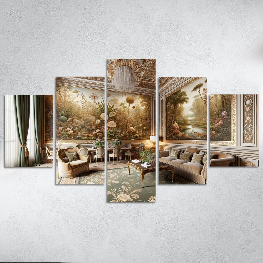 Vintage-Style Framed Botanical Prints 5 Piece HD Canvas Wall Art-Original Frame