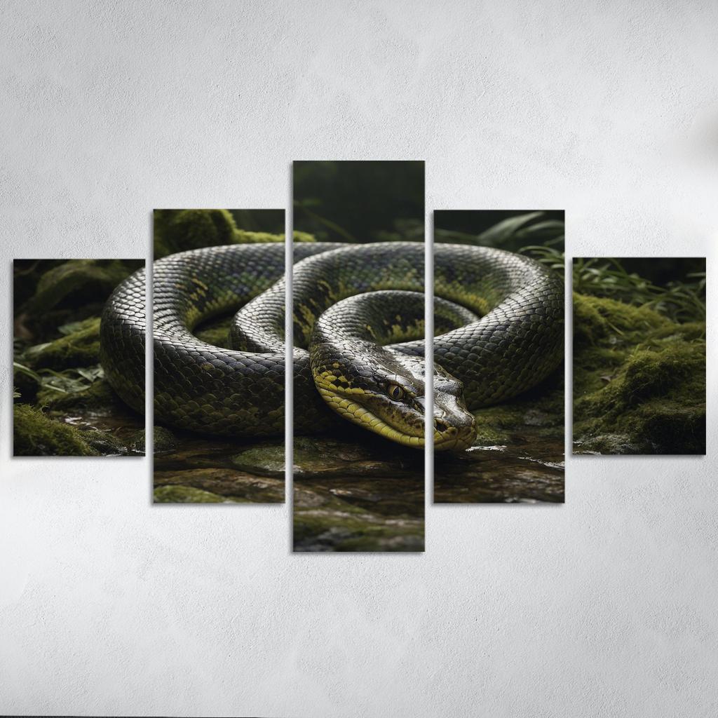 The Mysterious Green Anaconda Giant Of The Swamps Canvas Paintings Frame