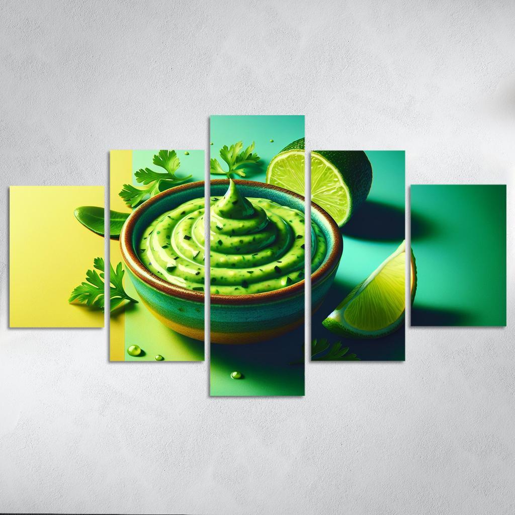 Creamy Avocado Lime Dressing 5 Piece HD Canvas Wall Art-Original Frame