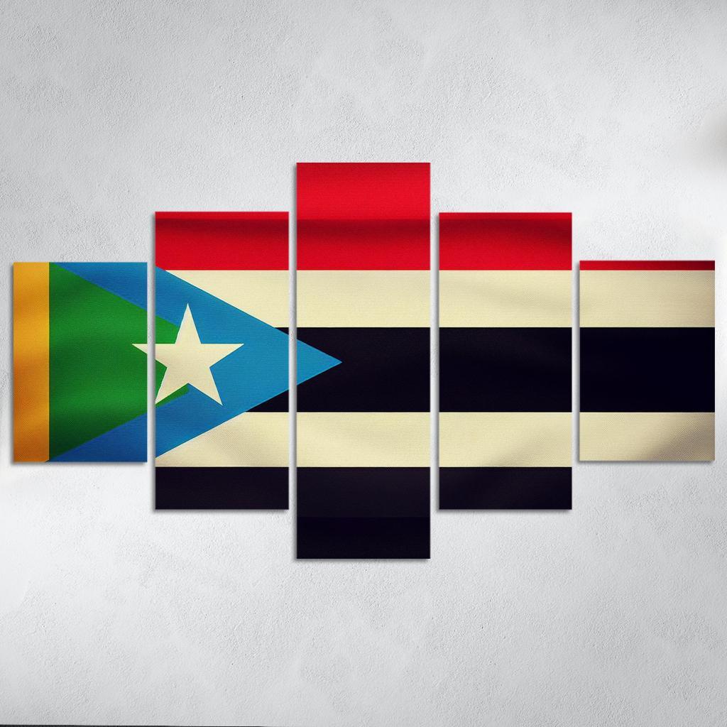 Spirit of Independence The Flag of South Sudan 5 Piece HD Canvas Wall Art-Original Frame
