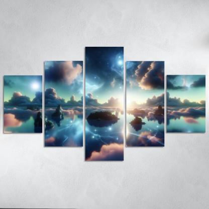 The Dreamweaver's Sanctuary 5 Piece HD Canvas Wall Art-Original Frame