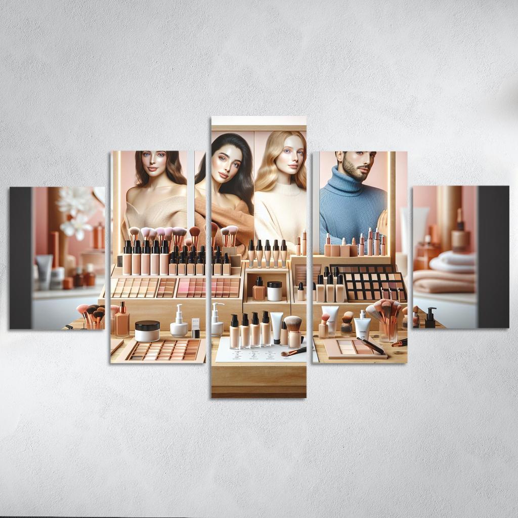 Interactive Beauty Customizable Products 5 Piece HD Canvas Wall Art-Original Frame