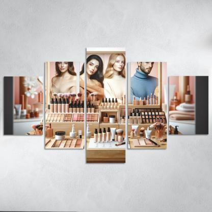 Interactive Beauty Customizable Products 5 Piece HD Canvas Wall Art-Original Frame