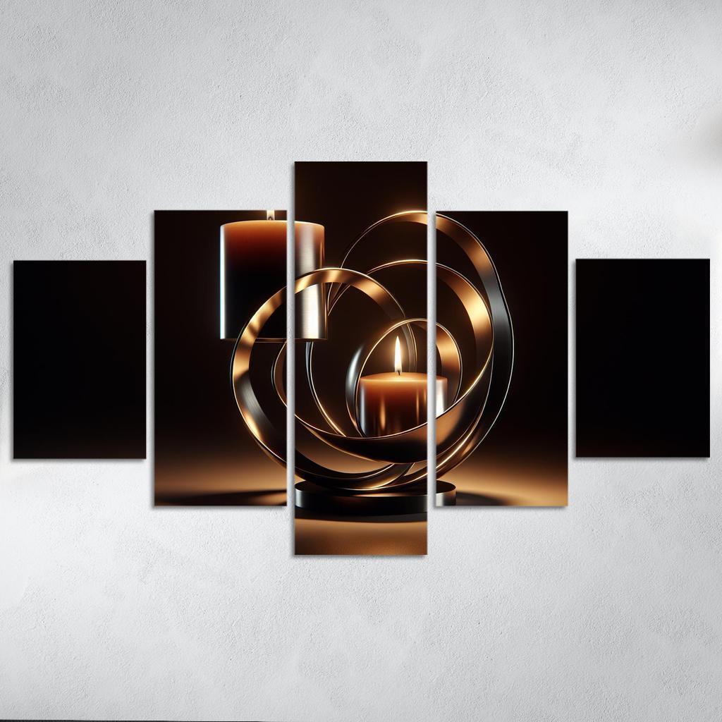 Sculptural Metal Candle Holders 5 Piece HD Canvas Wall Art-Original Frame