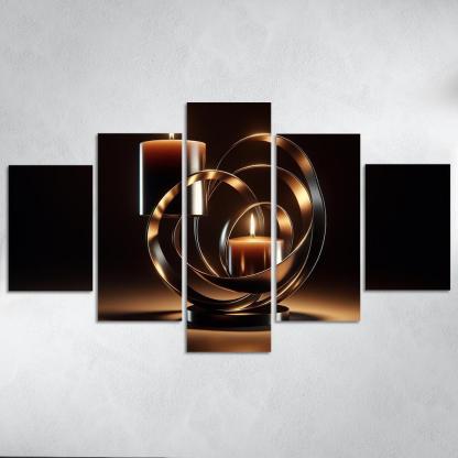 Sculptural Metal Candle Holders 5 Piece HD Canvas Wall Art-Original Frame