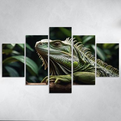 The Mysterious Green Iguana A Lizard Of The Tropics Canvas Paintings Frame