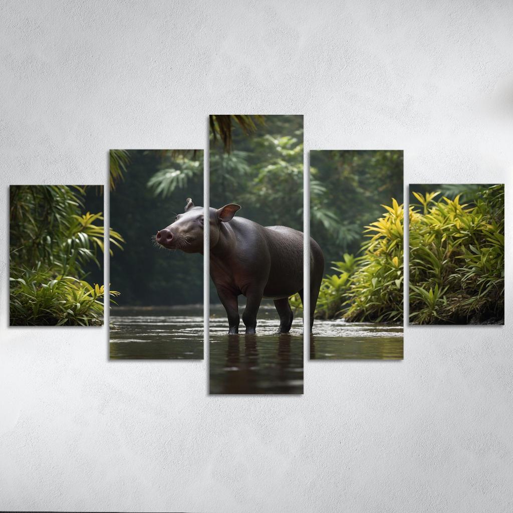 The Playful Baird's Tapir In The Rainforest Framed Paintings