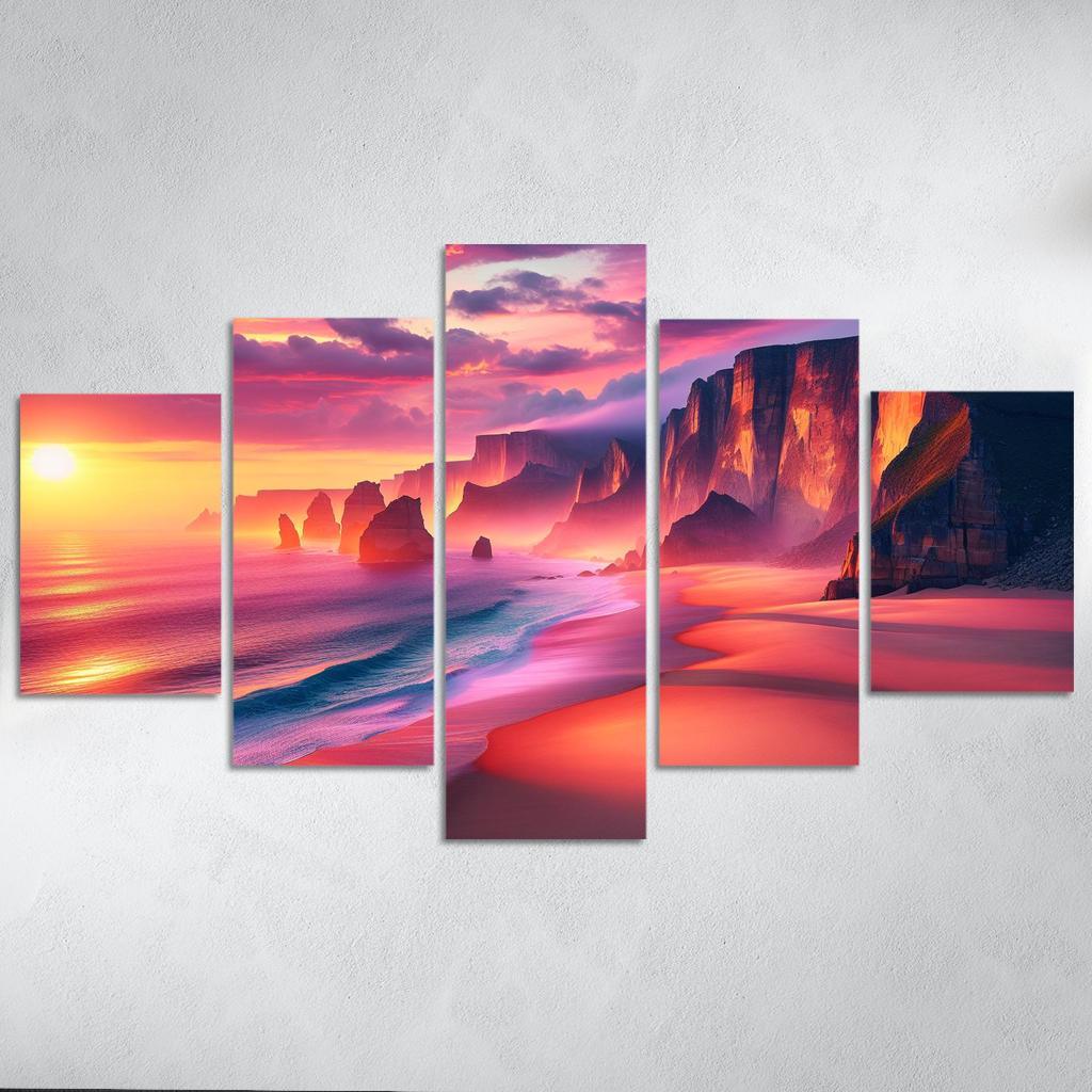 Cascading Cliff Beach Custom Paintings Frame