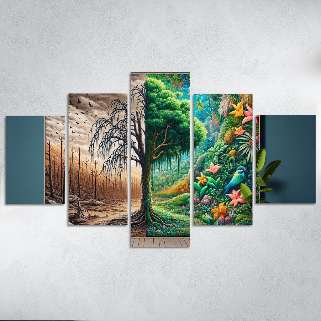 The Last Breath A Call for Climate Justice 5 Piece HD Canvas Wall Art-Original Frame