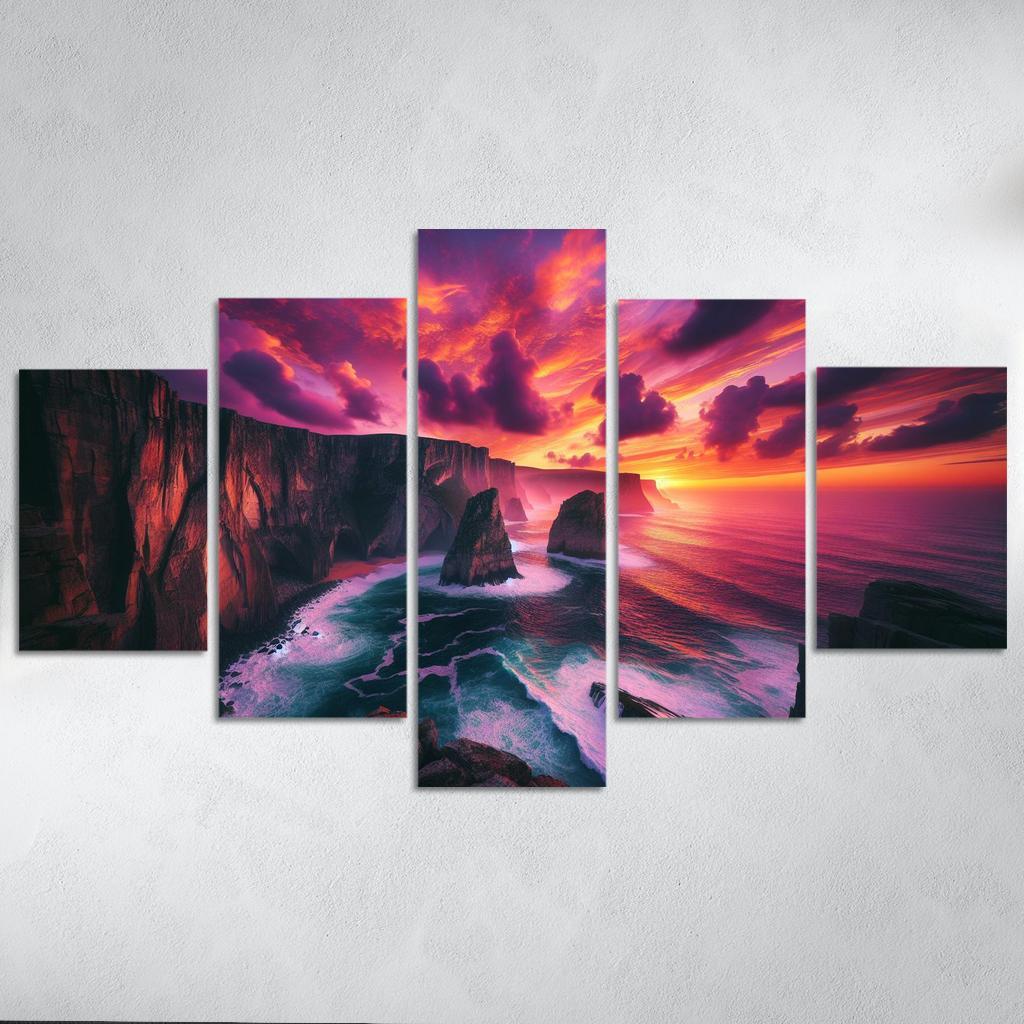 Sunset Cliffs Dramatic Coastal Views Oil Paintings Frame