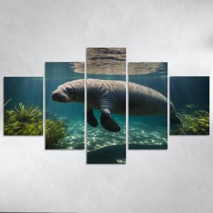 The Mysterious Manatee Gentle Giant Of The Waters Modern Paintings Frame