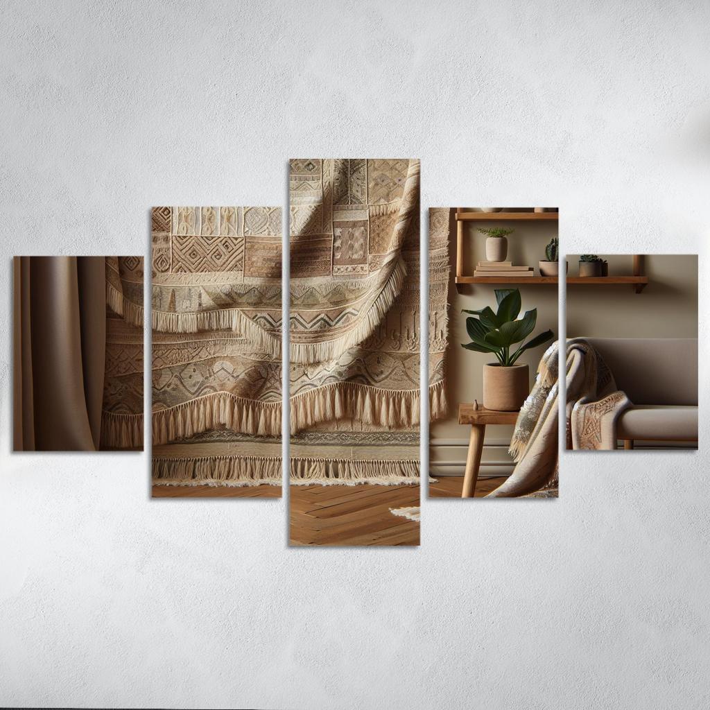 Textured Fabric Wall Hanging 5 Piece HD Canvas Wall Art-Original Frame