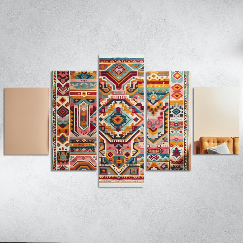 Bespoke Kilim Area Rug 5 Piece HD Canvas Wall Art-Original Frame