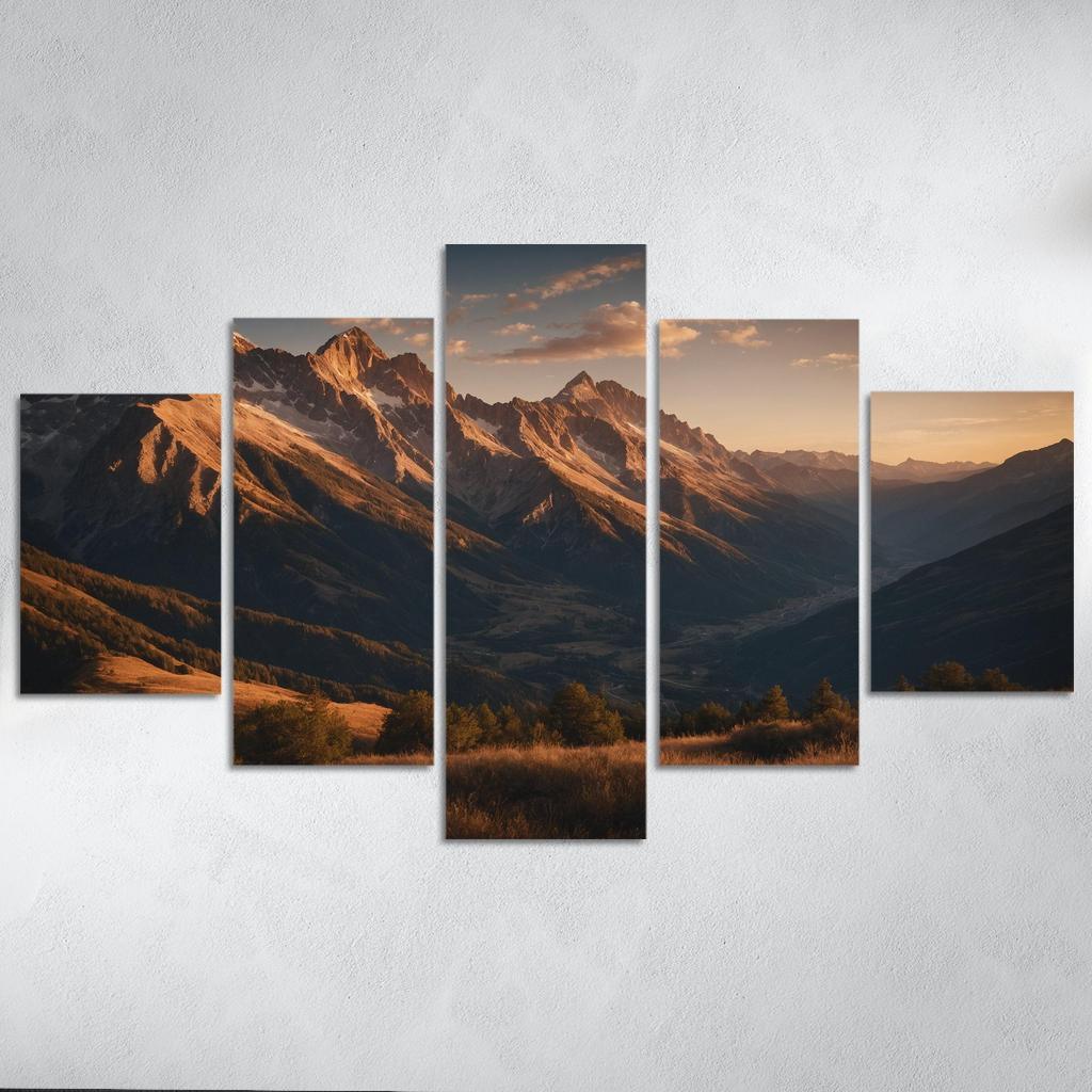 The Soft Glow Of Evening Mountain Shadows Oil Paintings Frame