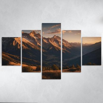 The Soft Glow Of Evening Mountain Shadows Oil Paintings Frame