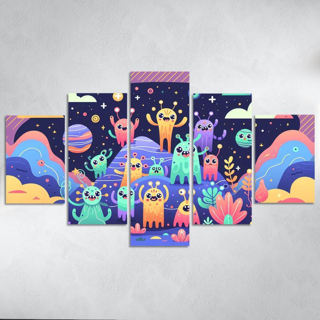 Adventure in Space 5 Piece HD Canvas Wall Art-Original Frame